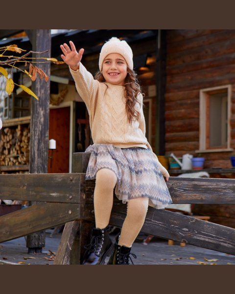 Dress from viscose with glitter details (6-14 years)