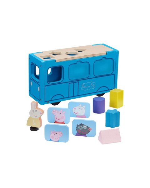 Wooden School Bus with Peppa Pig Shapes