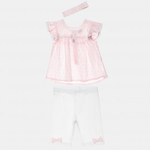 Set top with embroidered butterflies, leggings and hairband (6-18 months)