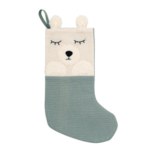 Santa Claus Boots Polar Bear mint Kikadu organic cotton