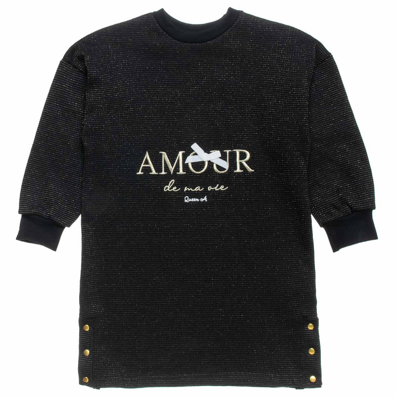 Dress cotton fleece blend with shiny embroidery (6-14 years)