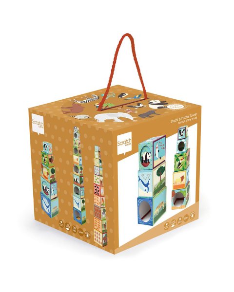 Toy Scratch Stack & puzzle tower Animals of the world (12+ months)
