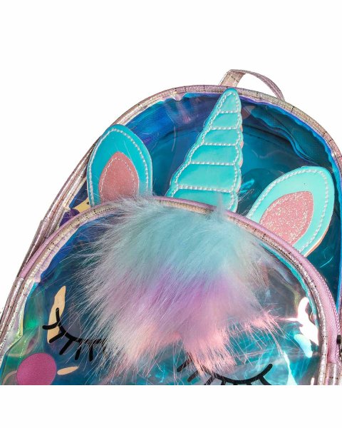Τσαντάκι πλάτης unicorn ιριδίζον ροζ διάφανο