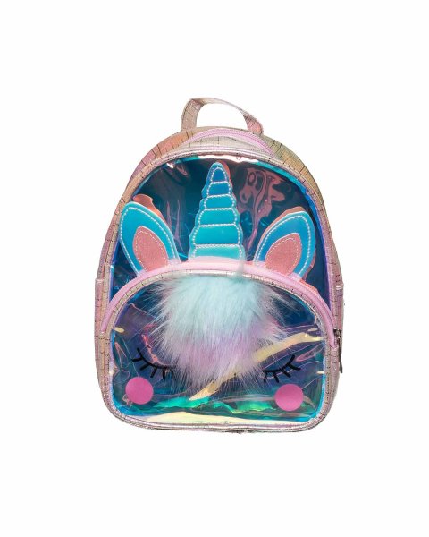 Backpack unicorn iridescent pink transparent