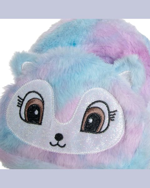 Backpack with fluffy texture and glitter