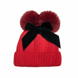 Beanie knitted with pom pon one size (1-6 years)
