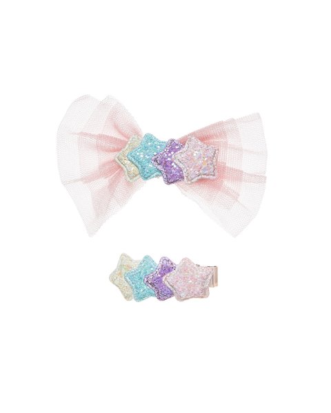Hair clip stars with glitter and tulle