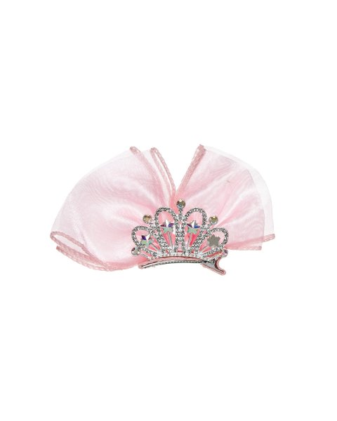 Hair clip crown with tulle and rhinestones