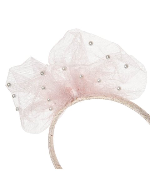 Hairband with tulle and pearls