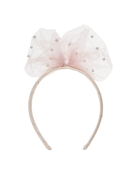 Hairband with tulle and pearls
