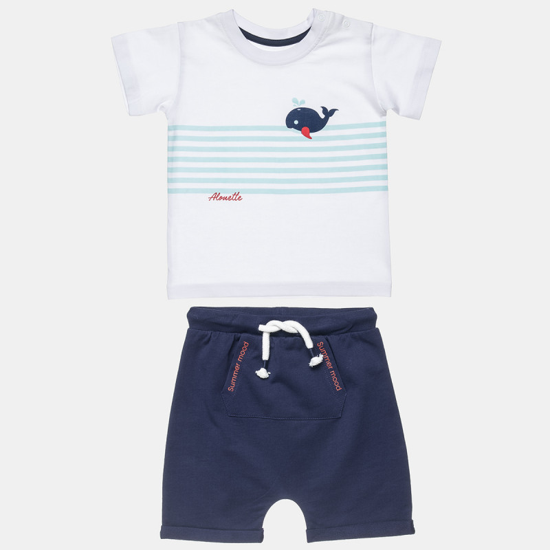 Set t-shirt with stripes and shorts with front pockets (6 months-2 years)
