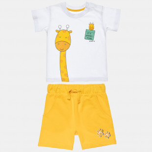 Set t-shirt with giraffe print and shorts (3 months-2 years)