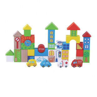 Toy Jumini from natural wood 40pcs traffic building blocks (1+ years)