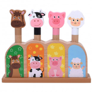 Toy Jumini from natural wood pop up farm animals (1+ years)