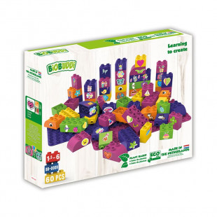 Blocks BIOBUDDI eco with 2 bases for girls 60pcs (1,5-6 years)