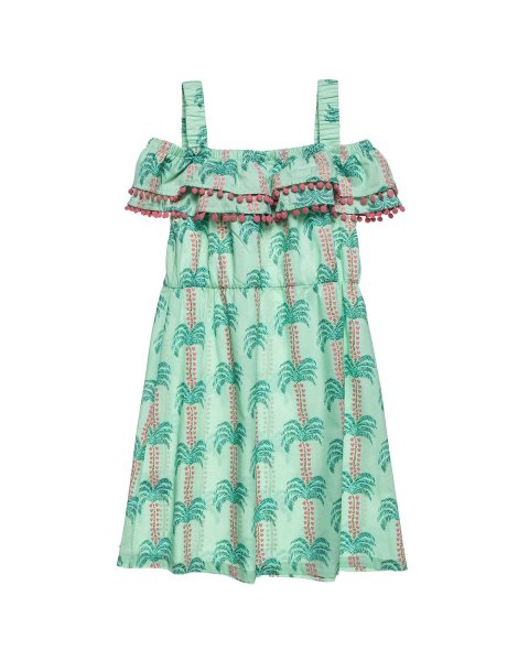 Dress with ruffles and pom pon (6-14 years)
