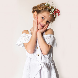 Dress with embroidery and ruffles (6-16 years)