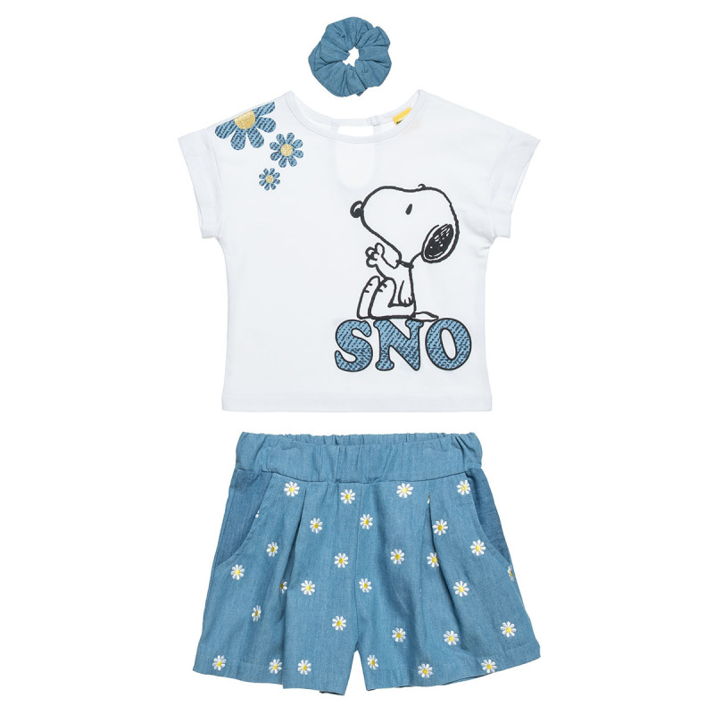 Σετ Snoopy με ανάγλυφα στοιχεία και ασορτί scrunchie (18 μηνών-5 ετών)