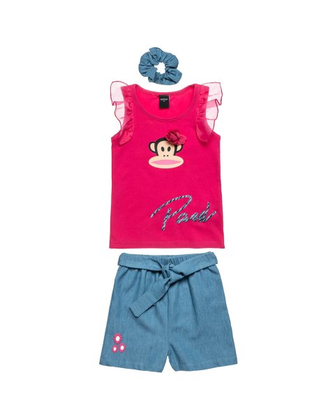 Set Paul Frank with embossed elements and scrunchie (18 months-5 years)