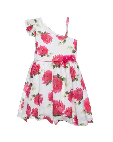 Dress with volume and tulle flowers (6-14 years)