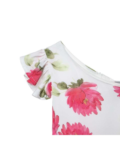 Dress with volume and tulle flowers (6-14 years)