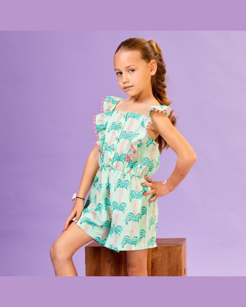 Playsuit with ruffles and pom pon (6-14 years)