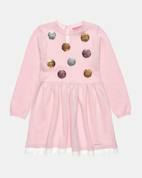 Dress with soft knit and double sequins (12 months-5 years)
