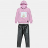 Tracksuit top and leggings with leather look (6-14 years)