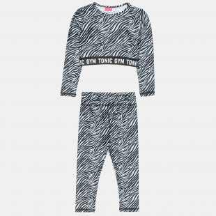 Σετ Gym Tonic crop top με κολάν σε zebra print σχέδιο (6-16 ετών)
