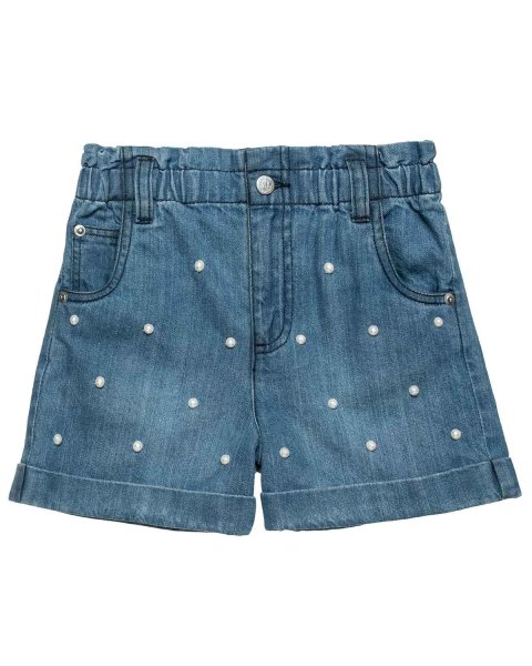 Denim shorts with pearls (6-16 years)