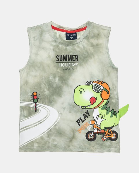 Sleeveless T-Shirt with dinosaur print (12 months-5 years)
