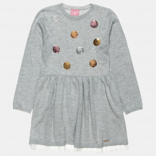 Dress with soft knit and double sequins (6-14 years)