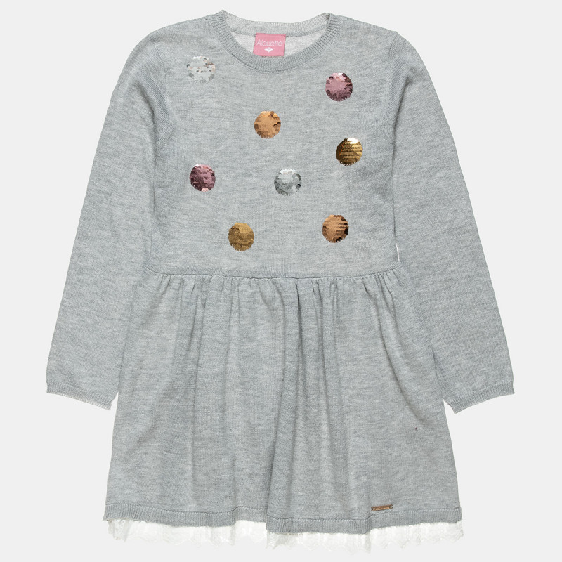 Dress with soft knit and double sequins (6-14 years)