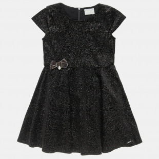 Dress with glitter and bow wih pearl (6-14 years)