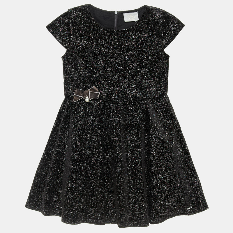 Dress with glitter and bow wih pearl (6-14 years)