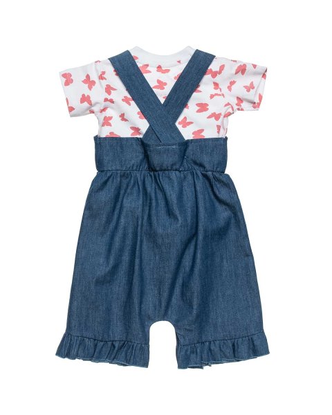Denim overall Tender Comforts with top and headband (3-18 months)