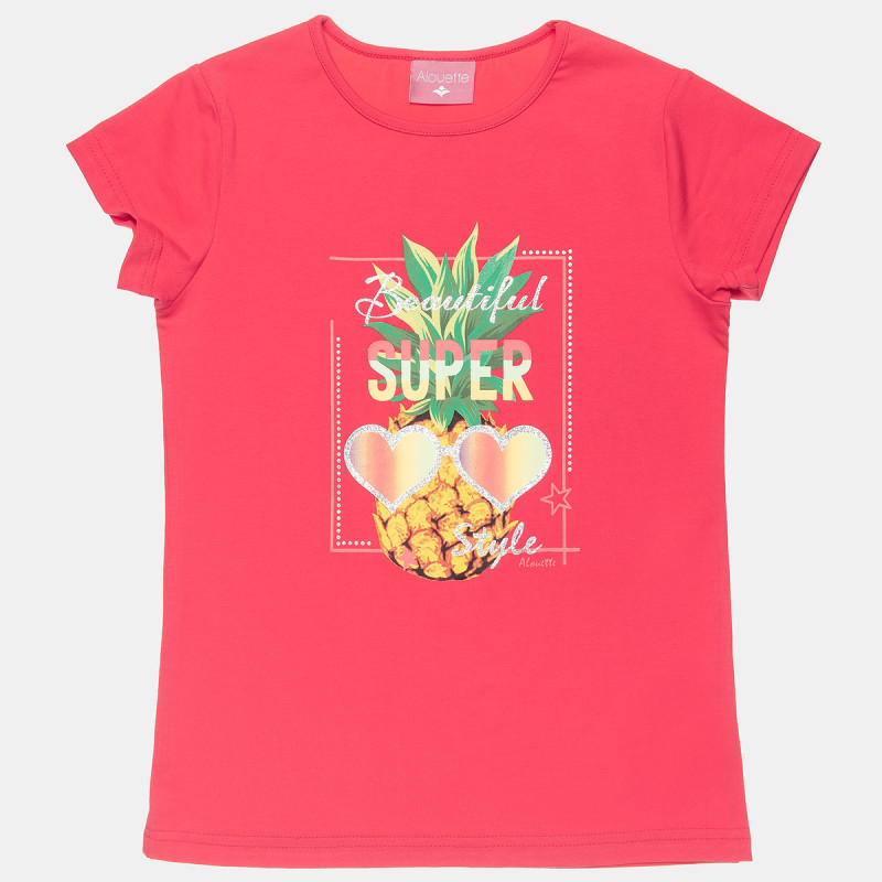 Top with pineapple print and glitter detail (6-14 years)