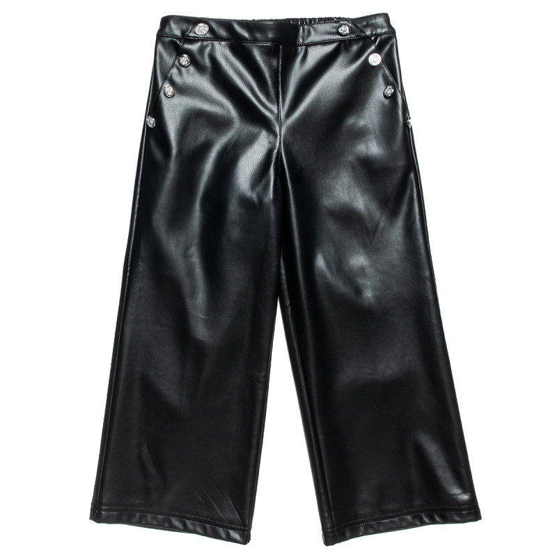 Pants from eco leather with buttons (6-16 years)