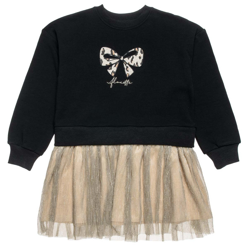 Dress with a combination of fabrics (6-14 years)