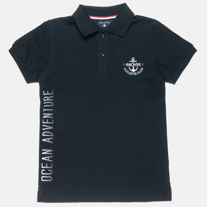   Pique polo shirt with embroidery and print (12 months-5 years)