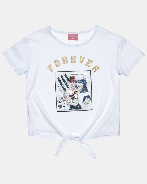 Μπλούζα cropped με στρας και glitter lettering (6-16 ετών)