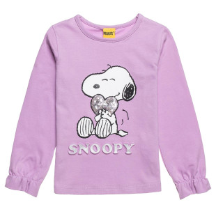 Long sleeve top Snoopy with sequins and embossed elements (12 months-5 years)