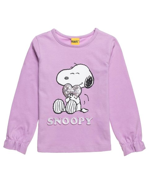 Long sleeve top Snoopy with sequins and embossed elements (12 months-5 years)