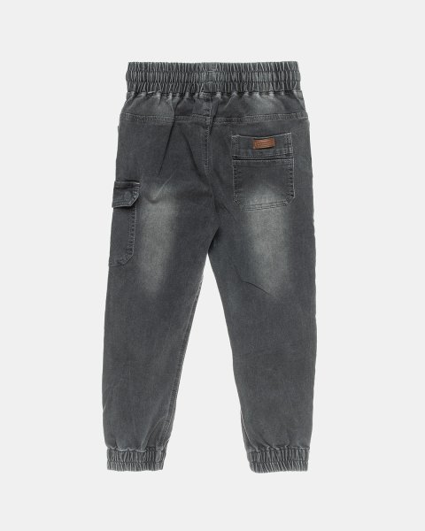 Denim pants with drawstring elastic at waistband (6-16 years)