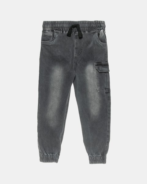 Denim pants with drawstring elastic at waistband (6-16 years)