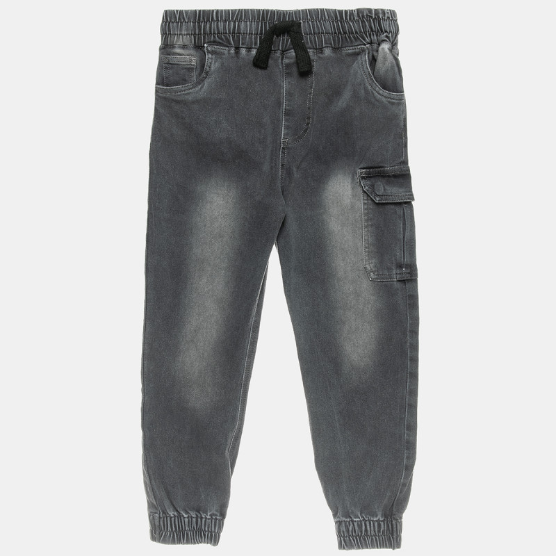 Denim pants with drawstring elastic at waistband (6-16 years)