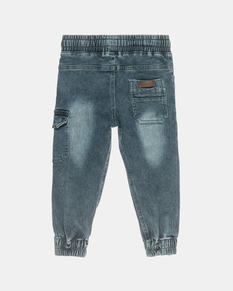 Denim pants with drawstring elastic at waistband (6-16 years)
