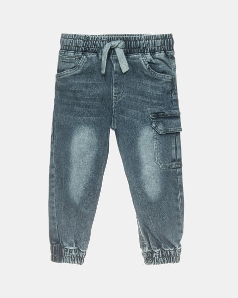 Denim pants with drawstring elastic at waistband (6-16 years)