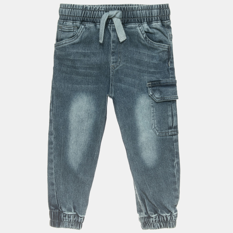 Denim pants with drawstring elastic at waistband (6-16 years)