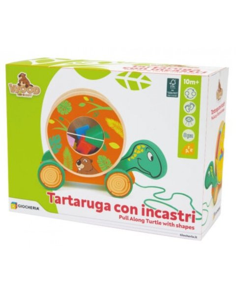 Wooden Sliding Turtle With Sevi Shapes